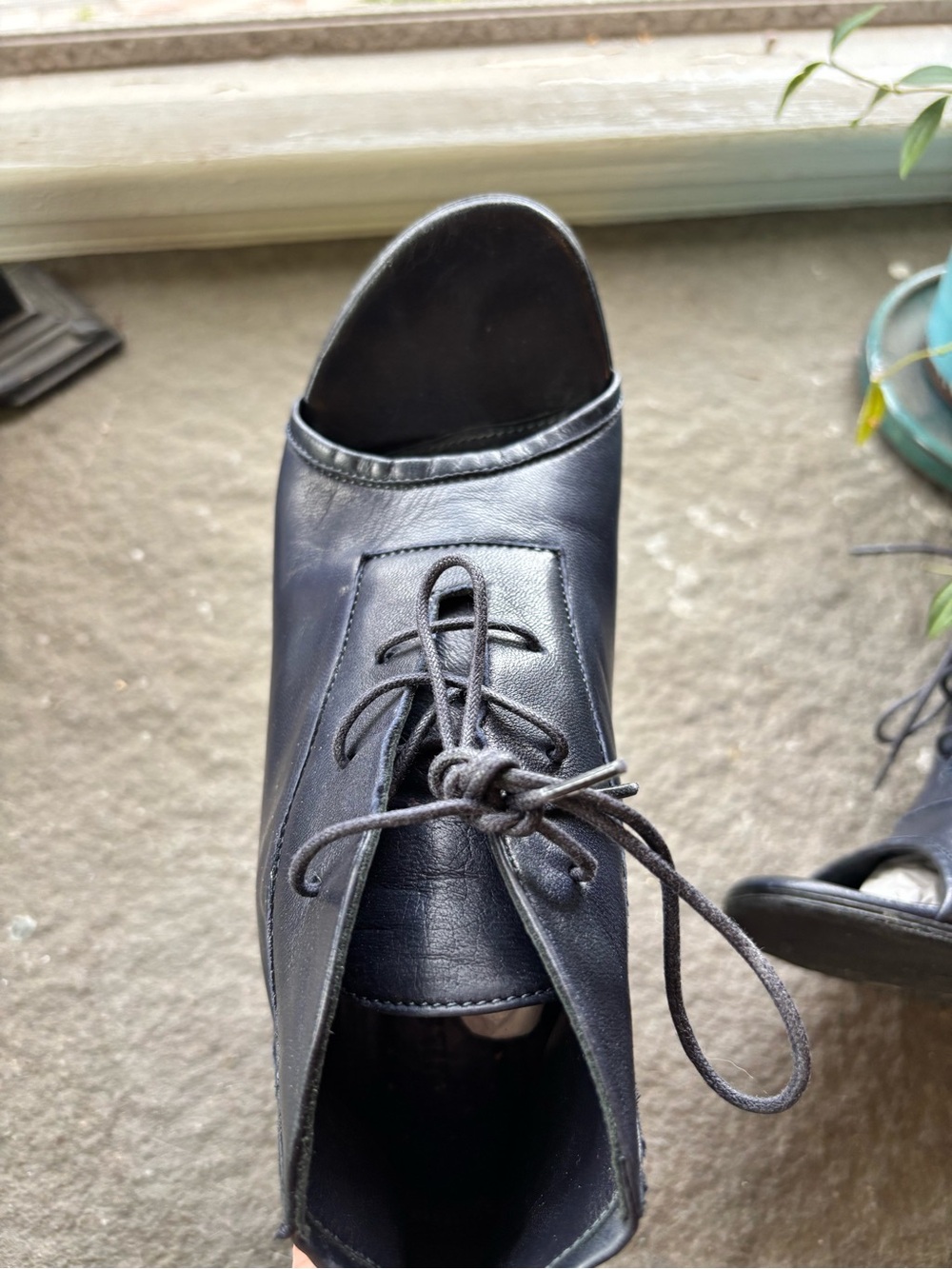 Jil Sander Leather Lace-Up Peep Toe High Heeled Booties - Picture 5 of 7
